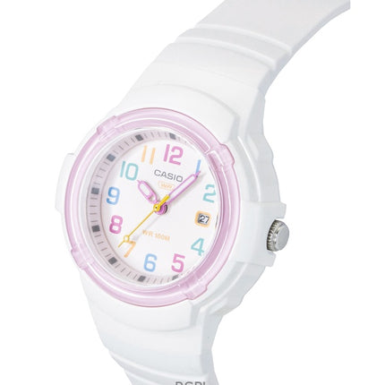 Montre Casio LX-800H-7A1V pour femme, analogique, bracelet en résine biosourcée, cadran blanc, mouvement à quartz, étanche à 100 m