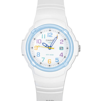 Montre Casio LX-800H-7A2V pour femme, analogique, bracelet en résine biosourcée, cadran blanc, mouvement à quartz, étanche à 100 m
