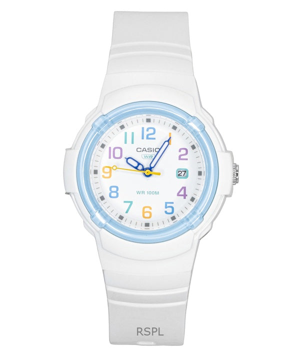 Montre Casio LX-800H-7A2V pour femme, analogique, bracelet en résine biosourcée, cadran blanc, mouvement à quartz, étanche à 100 m