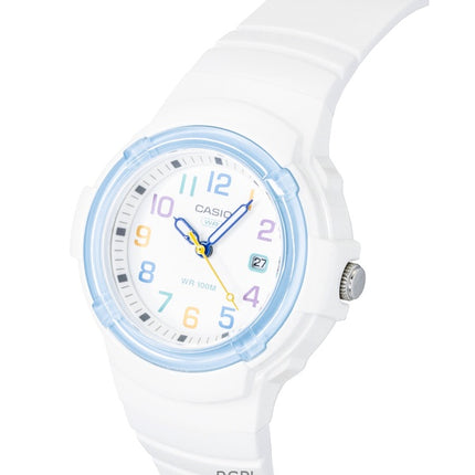 Montre Casio LX-800H-7A2V pour femme, analogique, bracelet en résine biosourcée, cadran blanc, mouvement à quartz, étanche à 100 m