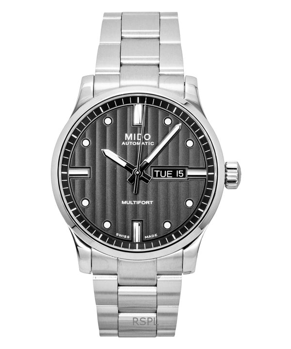 Montre homme Mido Multifort en acier inoxydable, cadran anthracite, automatique, M005.430.11.061.80, étanche à 100 m