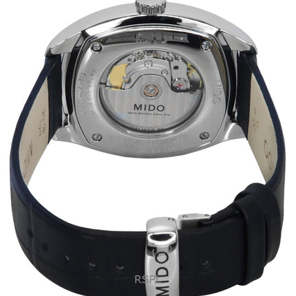 Montre homme Mido Belluna Royal Gent, bracelet en cuir noir, cadran bleu, automatique, M024.507.16.041.00