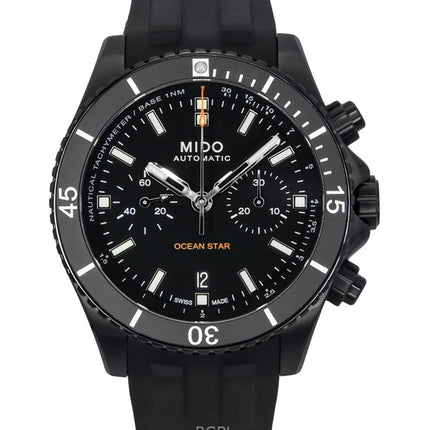 Montre de plongée automatique Mido Ocean Star pour homme, chronographe, bracelet en caoutchouc, cadran noir, M026.627.37.051.00, 200 m