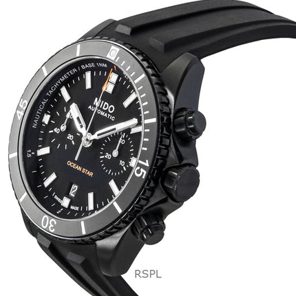 Montre de plongée automatique Mido Ocean Star pour homme, chronographe, bracelet en caoutchouc, cadran noir, M026.627.37.051.00, 200 m