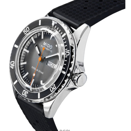 Montre de plongée automatique Mido Ocean Star Tribute pour homme, bracelet en caoutchouc dégradé, cadran gris, M026.830.17.081.00, 200 m