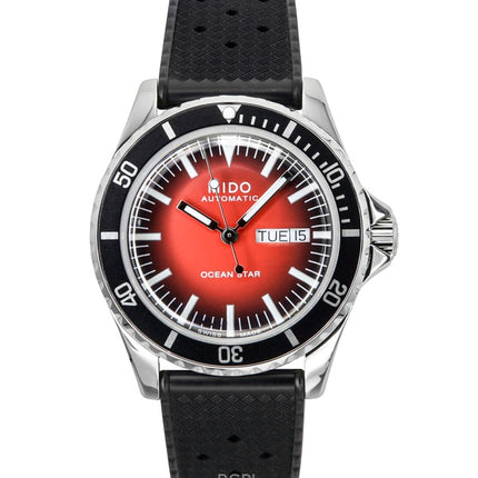 Montre de plongée automatique Mido Ocean Star Tribute pour homme, bracelet en caoutchouc dégradé, cadran rouge, M026.830.17.421.00, 200 m