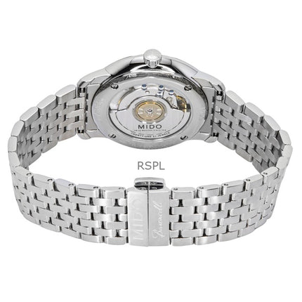 Montre homme Mido Baroncelli Smiling Moon en acier inoxydable, cadran blanc, automatique, M027.407.11.010.01