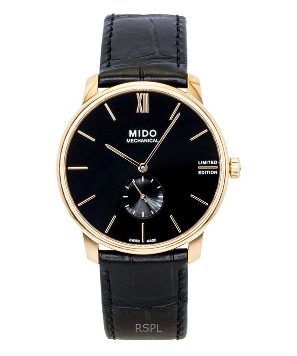Montre homme Mido Baroncelli édition limitée, bracelet cuir, cadran noir, automatique M037.405.36.050.00