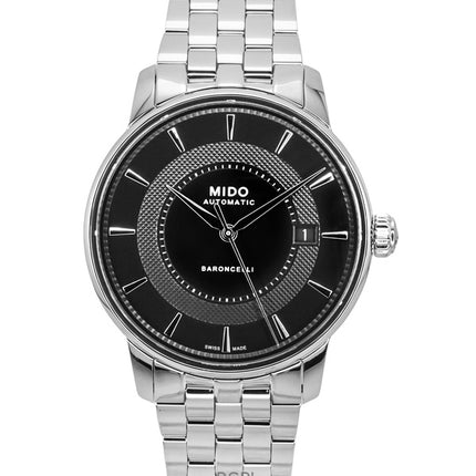 Montre homme Mido Baroncelli Signature en acier inoxydable, cadran noir, automatique, M037.407.11.051.01