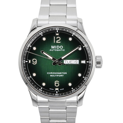 Montre homme Mido Multifort M chronomètre acier inoxydable cadran vert automatique M038.431.11.097.00 100 m