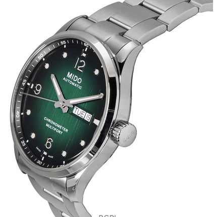 Montre homme Mido Multifort M chronomètre acier inoxydable cadran vert automatique M038.431.11.097.00 100 m