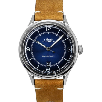 Montre homme Mido Multifort Patrimony, bracelet cuir, cadran bleu, automatique, M040.407.16.040.00