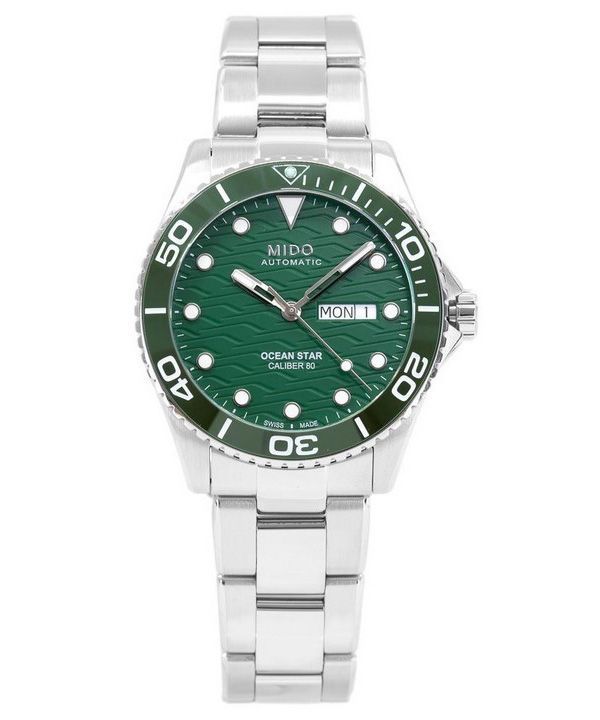 Montre de plongée automatique Mido Ocean Star 200C en acier inoxydable avec cadran vert M042.430.11.091.00 200M pour homme
