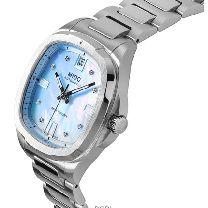 Montre femme Mido Multifort TV 35 diamants, cadran bleu nacré, automatique, M049.307.11.136.00, 100 m