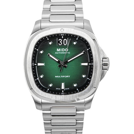 Montre homme Mido Multifort TV Big Date, acier inoxydable, cadran vert, automatique, M049.526.11.091.00, 100 m