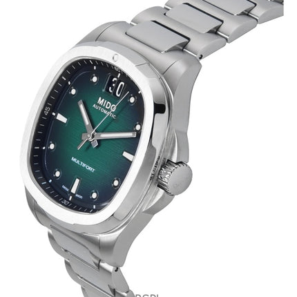 Montre homme Mido Multifort TV Big Date, acier inoxydable, cadran vert, automatique, M049.526.11.091.00, 100 m