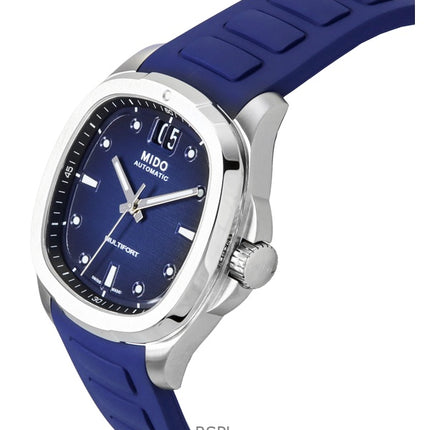 Montre homme Mido Multifort TV Big Date, bracelet en caoutchouc, cadran bleu, automatique, M049.526.17.041.00, 100 m