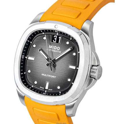 Montre homme Mido Multifort TV Grande Date, bracelet en caoutchouc, cadran gris, automatique, référence M049.526.17.081.00, étanche à 100 m