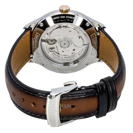 Montre homme Baume &amp; Mercier Clifton, bracelet cuir, cadran marron, automatique M0A10713