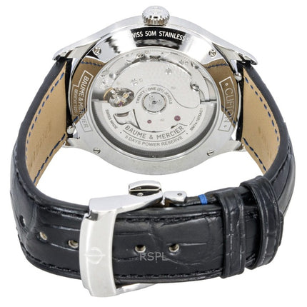 Montre homme Baume &amp; Mercier Clifton, bracelet cuir, phase de lune, cadran noir, automatique M0A10758