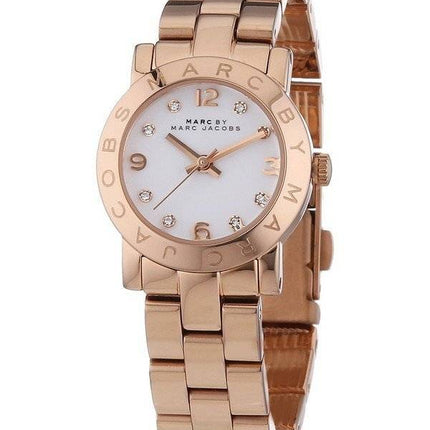 Marc By Marc Jacobs Mini Amy Quartz blanc cadran montre Rose Gold Tone MBM3078 féminin
