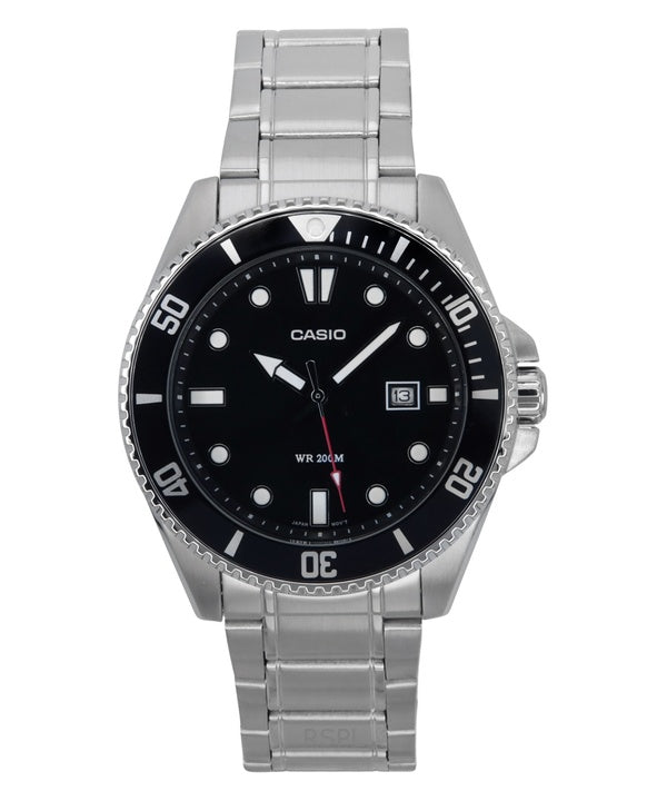 Montre Casio Standard analogique en acier inoxydable avec cadran noir et quartz MDV-107D-1A1 200M pour homme