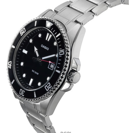 Montre Casio Standard analogique en acier inoxydable avec cadran noir et quartz MDV-107D-1A1 200M pour homme