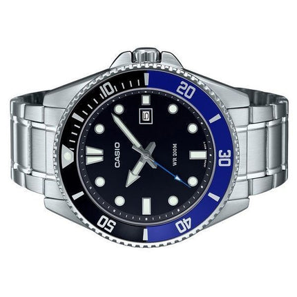 Montre Casio Standard analogique en acier inoxydable avec cadran noir et quartz MDV-107D-1A2 200M pour homme