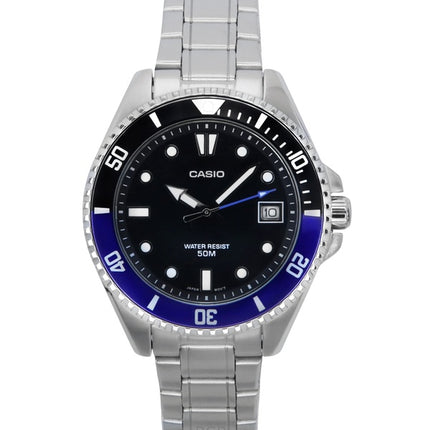 Montre Casio Standard analogique en acier inoxydable avec cadran noir et quartz MDV-10D-1A2 pour homme