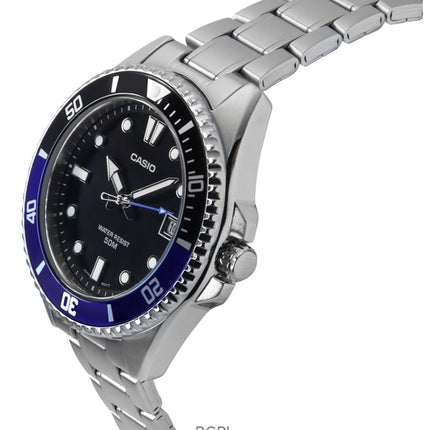 Montre Casio Standard analogique en acier inoxydable avec cadran noir et quartz MDV-10D-1A2 pour homme