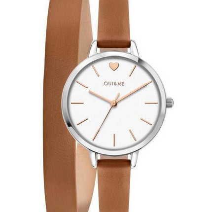 Oui &amp, Me Petite Amourette Cadran Blanc Bracelet En Cuir Quartz ME010005 Montre Femme