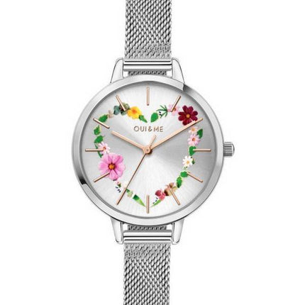 Montre Femme Oui &amp, Me Petite Fleurette Cadran Argent Acier Inoxydable Quartz ME010006