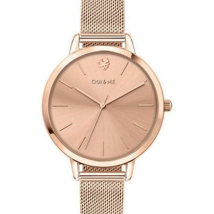 Montre Oui &amp, Me Grande Amourette en acier inoxydable ton or rose à quartz ME010021 pour femme