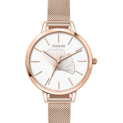 Montre Femme Oui &amp, Me Amourette Cadran Blanc Or Rose Acier Inoxydable Quartz ME010042 Montre Femme