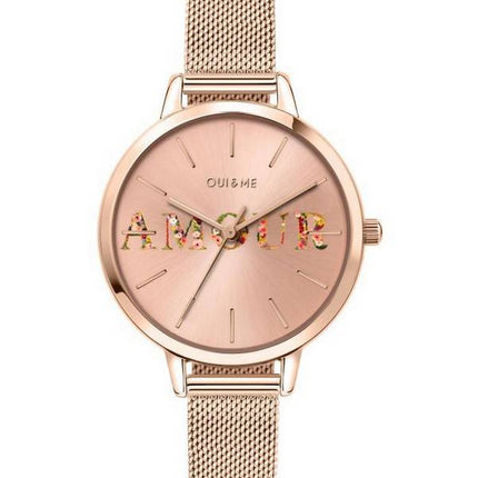 Montre pour femme Oui &amp, Me Fleurette en acier inoxydable ton or rose à quartz ME010043