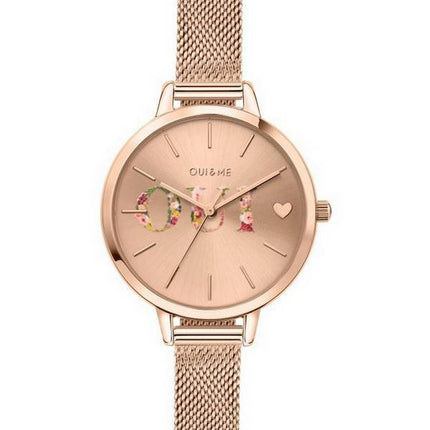 Montre pour femme Oui &amp, Me Petite Fleurette en acier inoxydable ton or rose ME010044