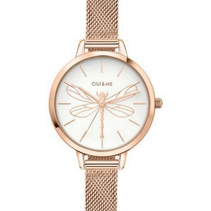 Montre Femme Oui &amp, Me Petite Amourette Cadran Blanc Or Rose Acier Inoxydable Quartz ME010046