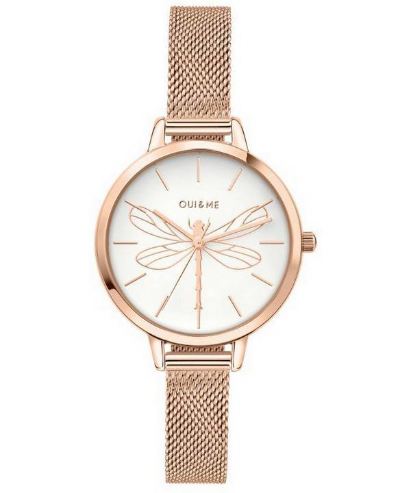 Montre Femme Oui &amp, Me Petite Amourette Cadran Blanc Or Rose Acier Inoxydable Quartz ME010046