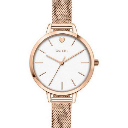 Montre Femme Oui &amp, Me Petite Amourette Cadran Blanc Or Rose Acier Inoxydable Quartz ME010051