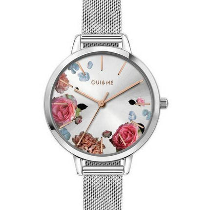 Montre Femme Oui &amp, Me Fleurette Cadran Argent Acier Inoxydable Quartz ME010104