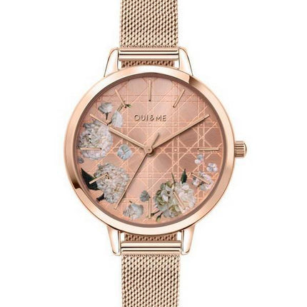 Montre Femme Oui &amp, Me Fleurette Or Rose Quartz Acier Inoxydable ME010105