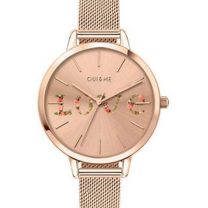 Montre pour femme Oui &amp, Me Grande Fleurette en acier inoxydable ton or rose à quartz ME010112
