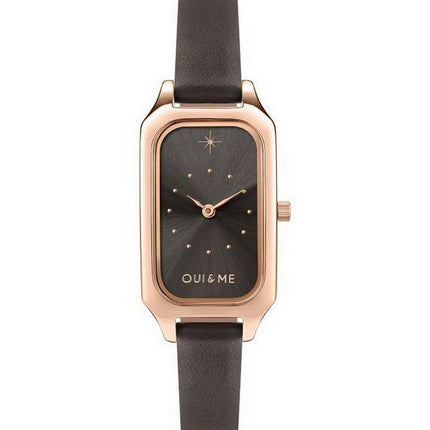 Oui &amp, Me Finette Rose Cadran Gris Foncé Bracelet En Cuir Quartz ME010116 Montre Femme
