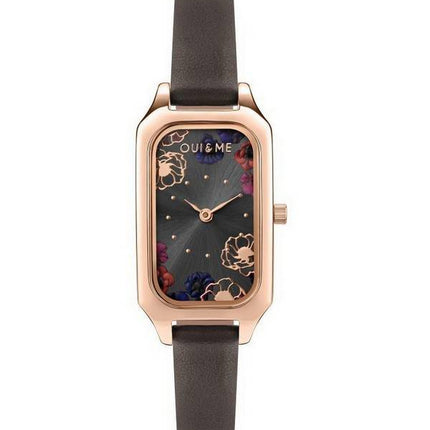 Oui &amp, Me Finette Cadran Gris Foncé Bracelet En Cuir Quartz ME010118 Montre Femme