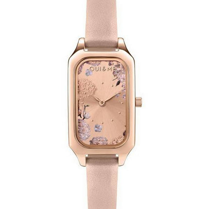 Montre Femme Oui &amp, Me Finette Or Rose Sunray Cadran Bracelet en Cuir Quartz ME010120