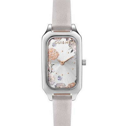 Oui &amp, Me Finette Silver Sunray Dial Bracelet en cuir Quartz ME010121 Montre pour femme