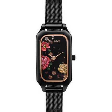 Montre pour femme Oui &amp, Me Finette cadran noir mat en acier inoxydable à quartz ME010122