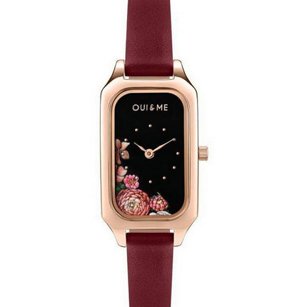 Oui &amp, Me Finette Cadran Noir Bracelet en Cuir Quartz ME010124 Montre Femme