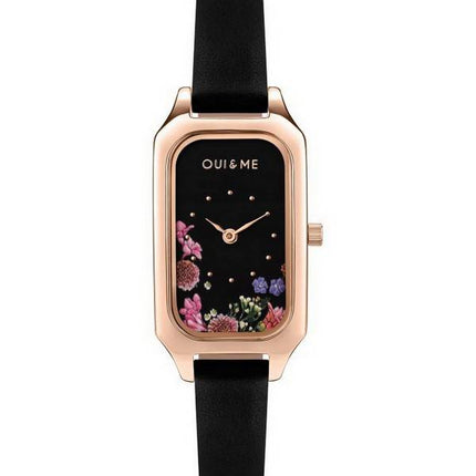 Oui &amp, Me Finette Cadran Noir Bracelet en Cuir Quartz ME010126 Montre Femme
