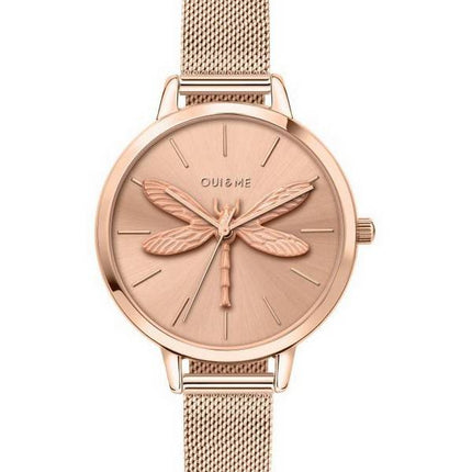 Montre Oui &amp, Me Amourette en acier inoxydable ton or rose à quartz ME010136 pour femme